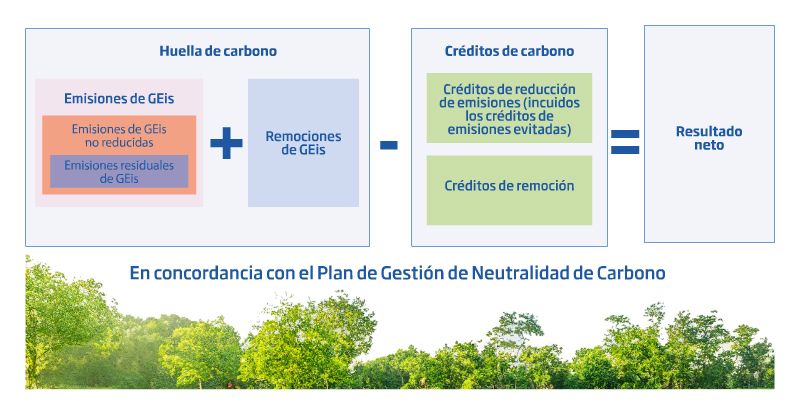 Relación entre los elementos de la ruta hacia la neutralidad de carbono